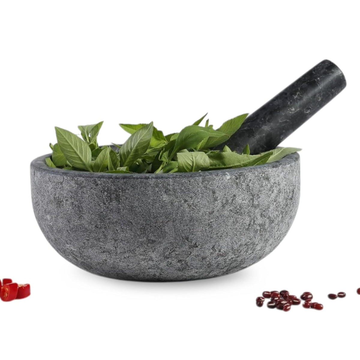 Koville Luxury Marble Mortar and Pestle Set, 7"-4cups Grinder Bowl for Guacamole, Salsa, Pill Crusher, Spice, Herb, Garlic, Nut, Heavy Duty Grinder for Kitchen