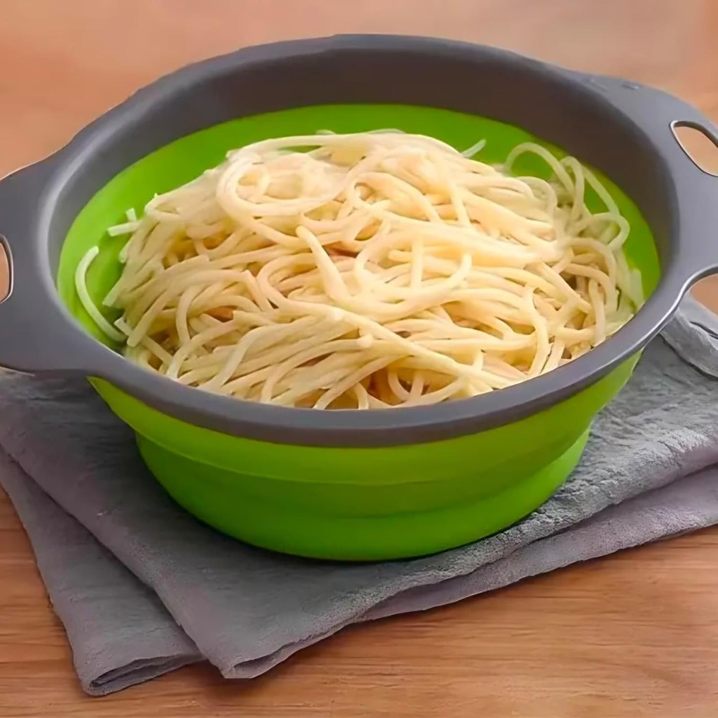 Collapsible Silicone Colander Set of 2 (Large & Small) (Green)