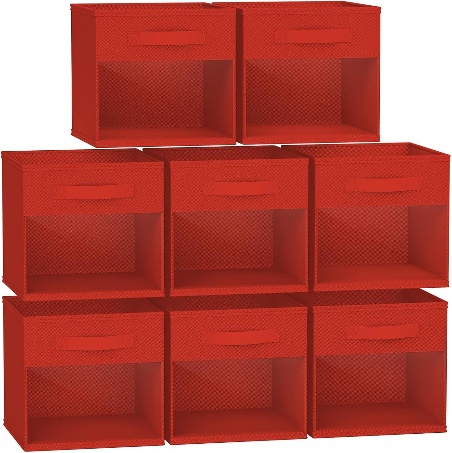 DIMJ Storage Cubes, 11x 11 inch Cube Storage Bin, 6 Pack Closet organizers and storage Bins with Window, Collapsible Baskets with Handle for Shelves, Clothes, Toys, Books (Grey)