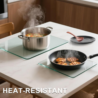 Glass Cutting Boards for Kitchen,Clear Tempered Cutting Board for Countertop,Non-slip Chopping Board,Table protection, Heat Resistant, Shatter Resistant, Set of 4