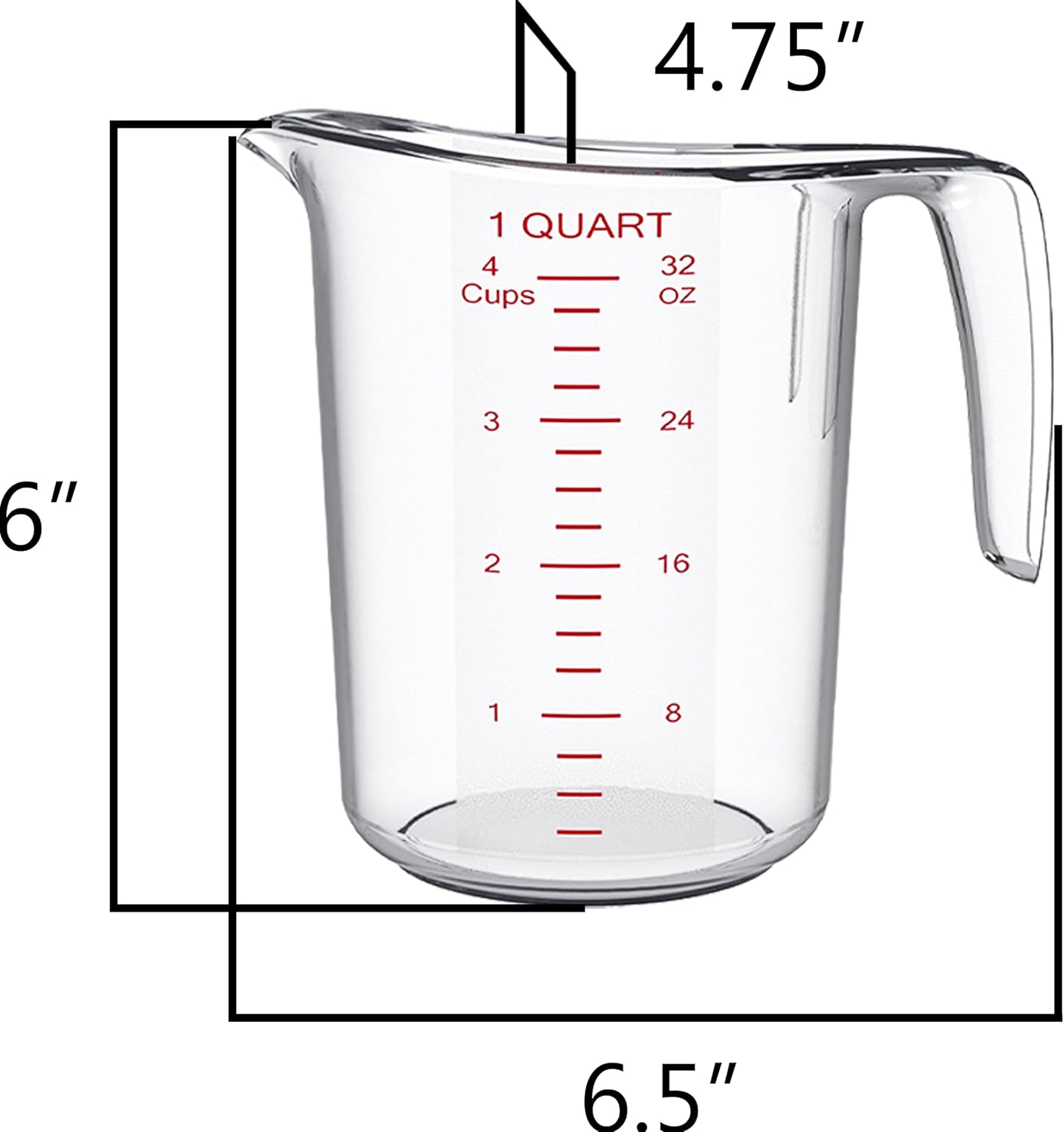 DaYammi Measuring Cups 3-Piece, Unbreakable Food-Grade Plastic Measuring Cup for Dishwasher, 1/2/4-Cup Nesting Liquid Measuring Cups for Prepping, Baking, Cooking, Readable Markings, Clear