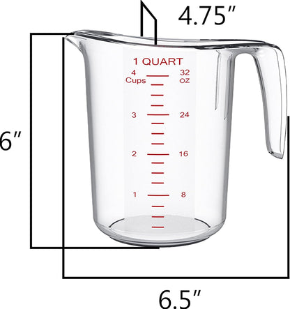DaYammi Measuring Cups 3-Piece, Unbreakable Food-Grade Plastic Measuring Cup for Dishwasher, 1/2/4-Cup Nesting Liquid Measuring Cups for Prepping, Baking, Cooking, Readable Markings, Clear