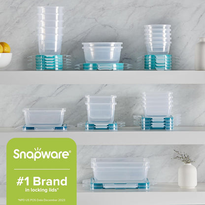 Snapware Plastic Total Solution (21-Pack) Large Food Storage Containers Set, Meal Prep Containers with Plastic BPA-Free Lids & 4 Locking Tabs, Microwave, Dishwasher, and Freezer Safe