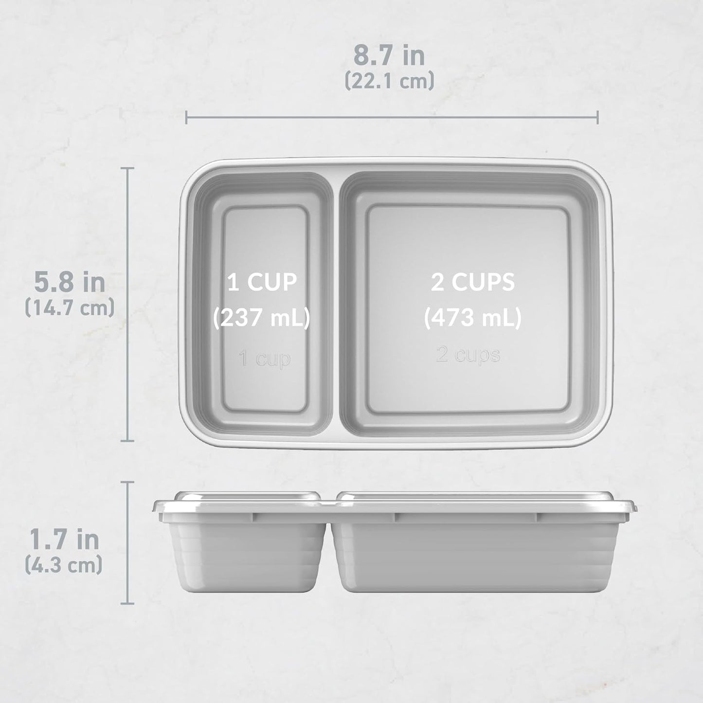 Bentgo Prep - 20-Piece 2-Compartment Reusable Meal Prep Containers with Lids, PFAS & BPA Free Materials, Durable, Microwave, Freezer, & Dishwasher Safe To Go Food Storage (Rose Gold)
