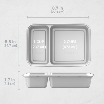 Bentgo Prep - 20-Piece 2-Compartment Reusable Meal Prep Containers with Lids, PFAS & BPA Free Materials, Durable, Microwave, Freezer, & Dishwasher Safe To Go Food Storage (Rose Gold)