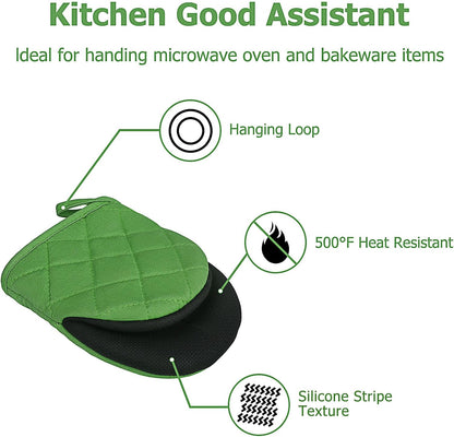 Goldmeet Mini Oven Mitts 2-Pack, 7"x5.5", 500°F Silicone Grip, Gray