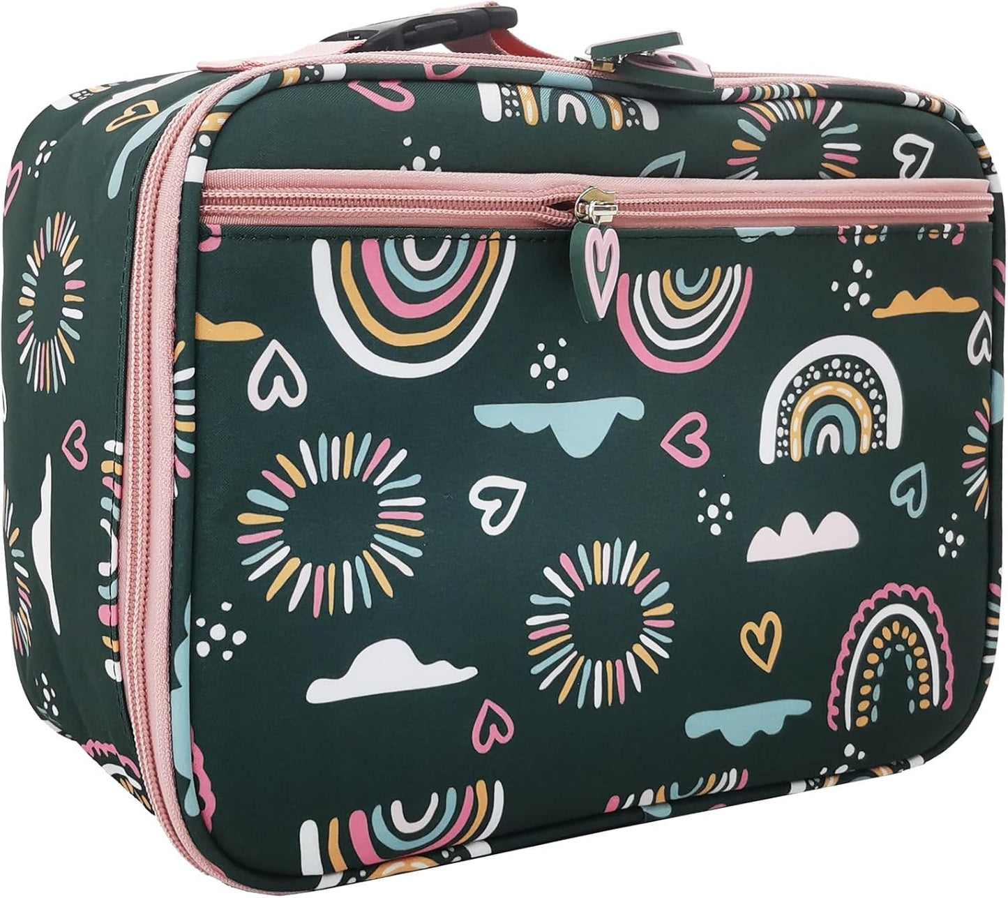Insulated Kids Dual Compartment Lunch Bags Tote for Girls Boys Toddler School Picnic Food Cooler Thermal with Strap Lunch Boxes Blue Unicorn