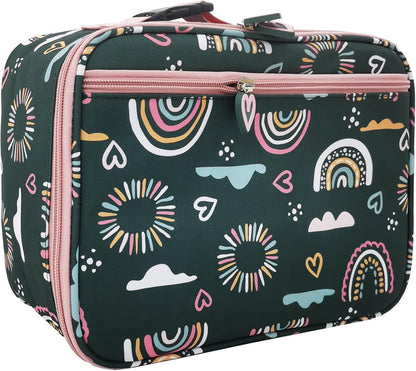 Insulated Kids Dual Compartment Lunch Bags Tote for Girls Boys Toddler School Picnic Food Cooler Thermal with Strap Lunch Boxes Blue Unicorn