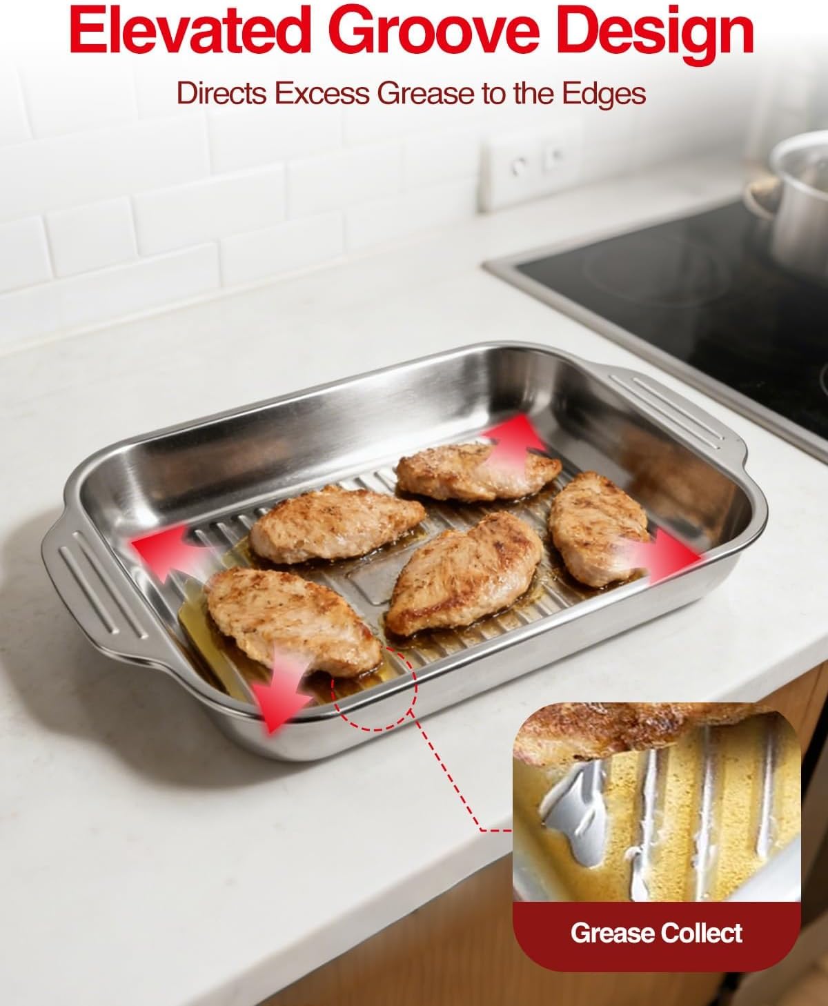 Grilling Prep and Serve Trays with Upgraded Lid, Stainless Steel Extra Large Grill Carry System, Deep Marinating Container with Cutting Board for BBQ Outdoor Grilling