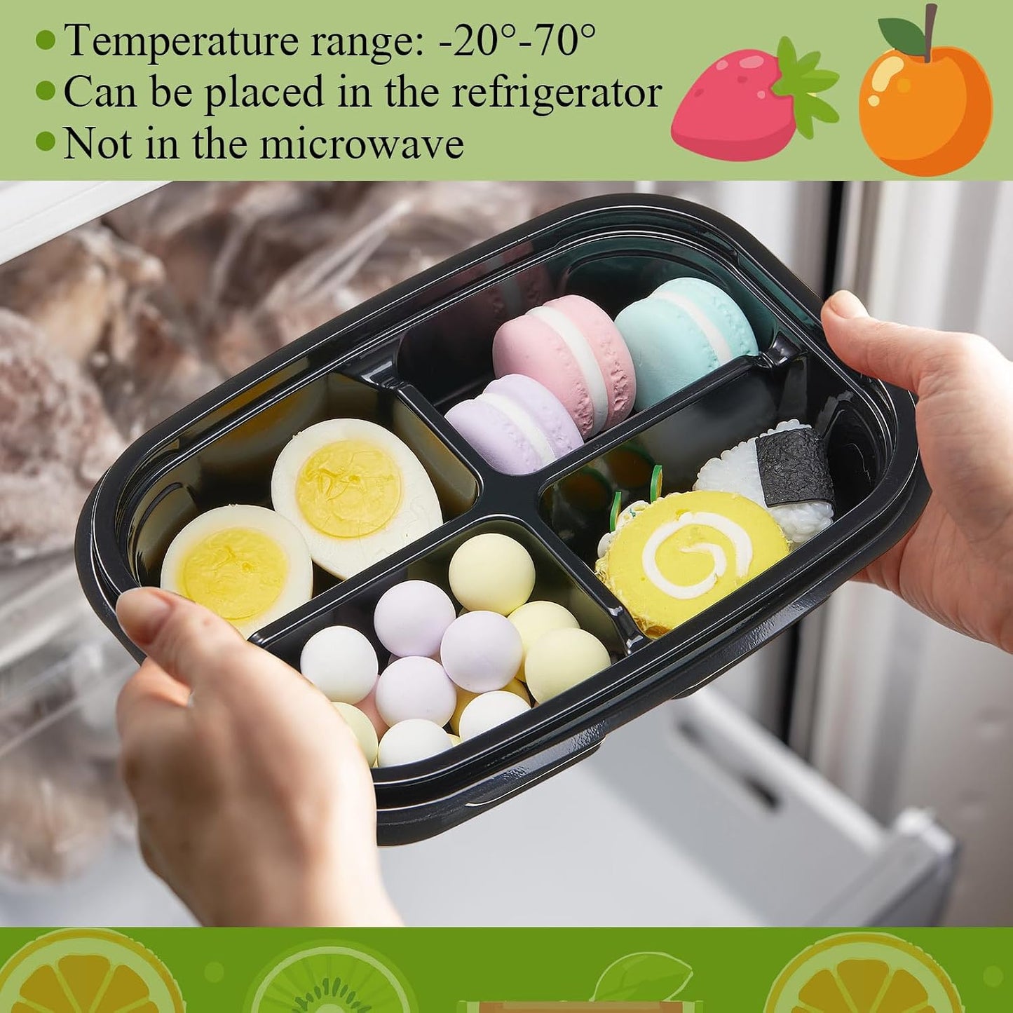 Chunful 36 Pcs 3 Compartment Transparent Snack Containers with Lids Disposable Bento Box Plastic Food Meal Prep Containers for Condiment Salad Dipping School Work Lunch
