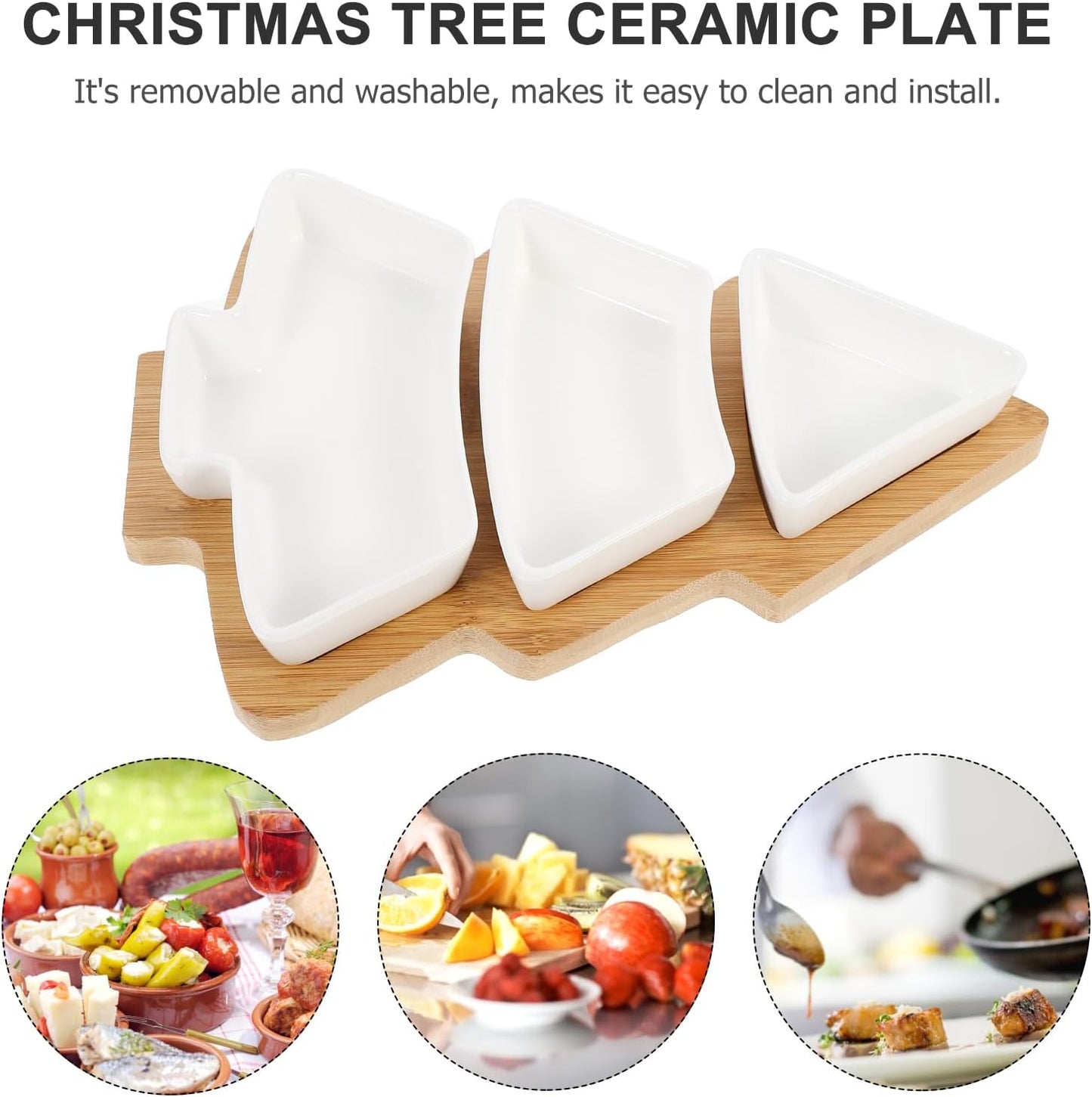 Operitacx Ceramics Serving Tray Christmas Tree Fruit Tray, Veggie Tray Fruit Platter for and Vegetable Snacks Dips