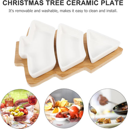 Operitacx Ceramics Serving Tray Christmas Tree Fruit Tray, Veggie Tray Fruit Platter for and Vegetable Snacks Dips