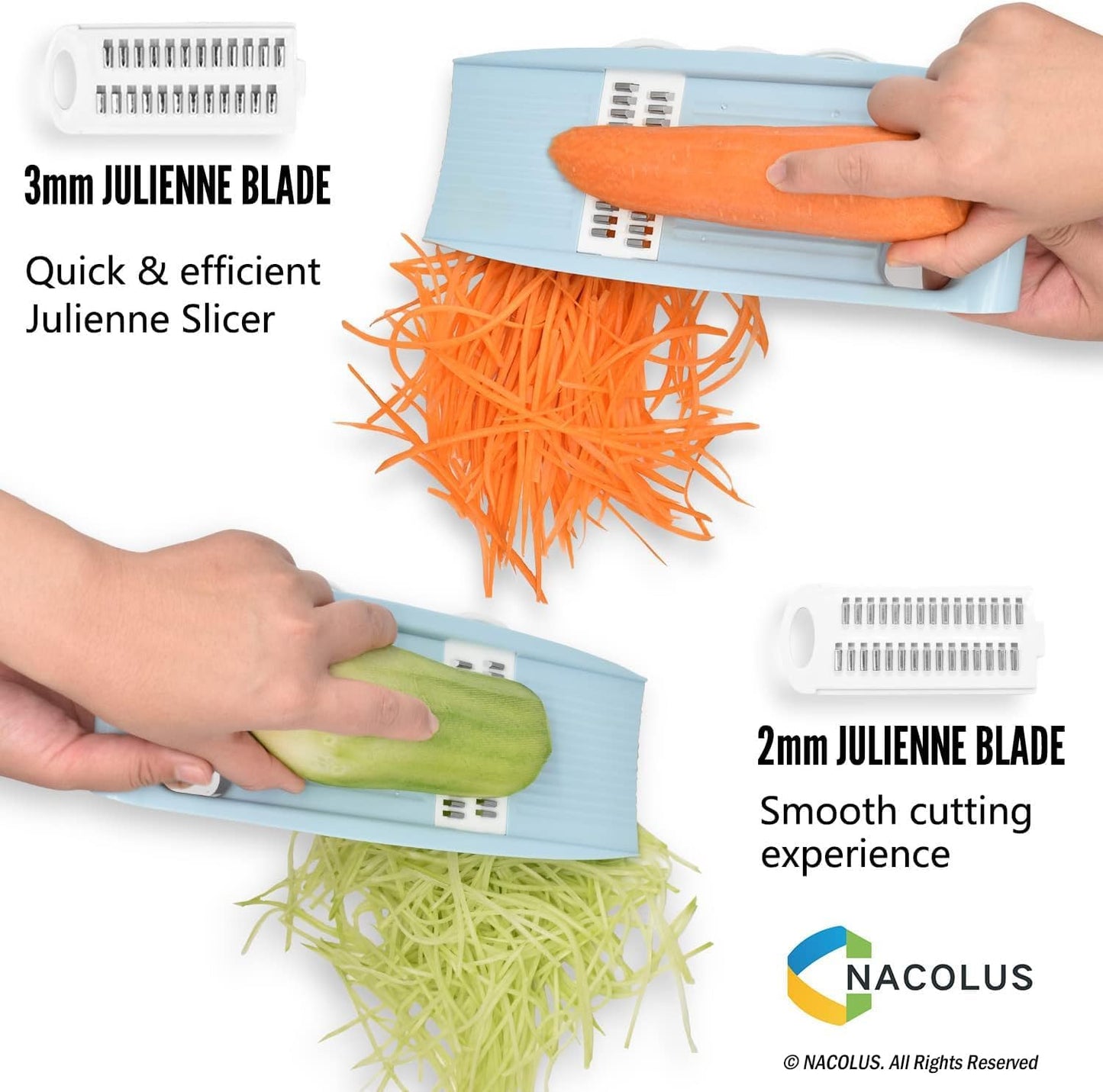 NACOLUS 5 in 1 Mandoline Slicer Vegetable Slicer Mandolin Multi Blade Potato Veggie Slicer Vegetable Cutter Julienne Shredder Potato Slicer Green