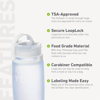 humangear GoToob+ (XL) | Refillable Silicone Travel Bottle | Locking Lid | Food-Safe Material | Blue, XL (6 fl.oz.; 177ml)