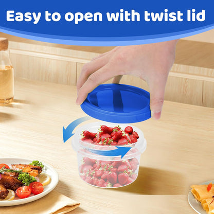 Heavy Duty Airtight Plastic Containers with Twist Top Lids, Stackable Freezer Containers for Lunch, Salad, Soup, Leftover, Ice Cream, BPA Free [6 Pack-32 oz]