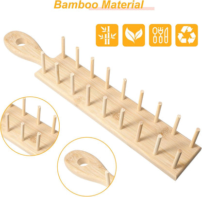 4 PCS Bamboo Taco Holder Set of Bamboo Taco Tray Tacos Tray with Tong Stand Holder Holds 8 Shells Each for Hard & Soft Shells Tacos Kitchen Serving Rack for Parties & Home