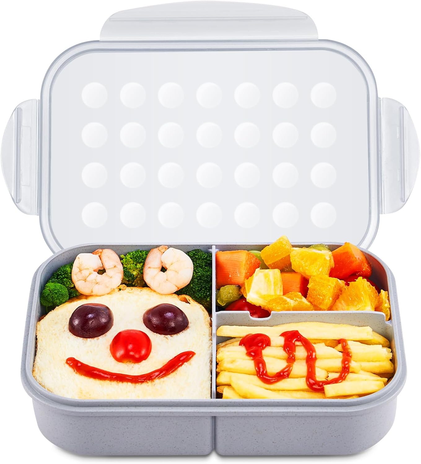 MISS BIG® Bento Box,Bento Box Adult,Lunch Box,Leak Proof Lunch Containers,No BPAs and No Chemical Dyes Bento Lunch Box,Dishwasher and Microwave Safe Lunch Containers for Adults(1900ml Gray)