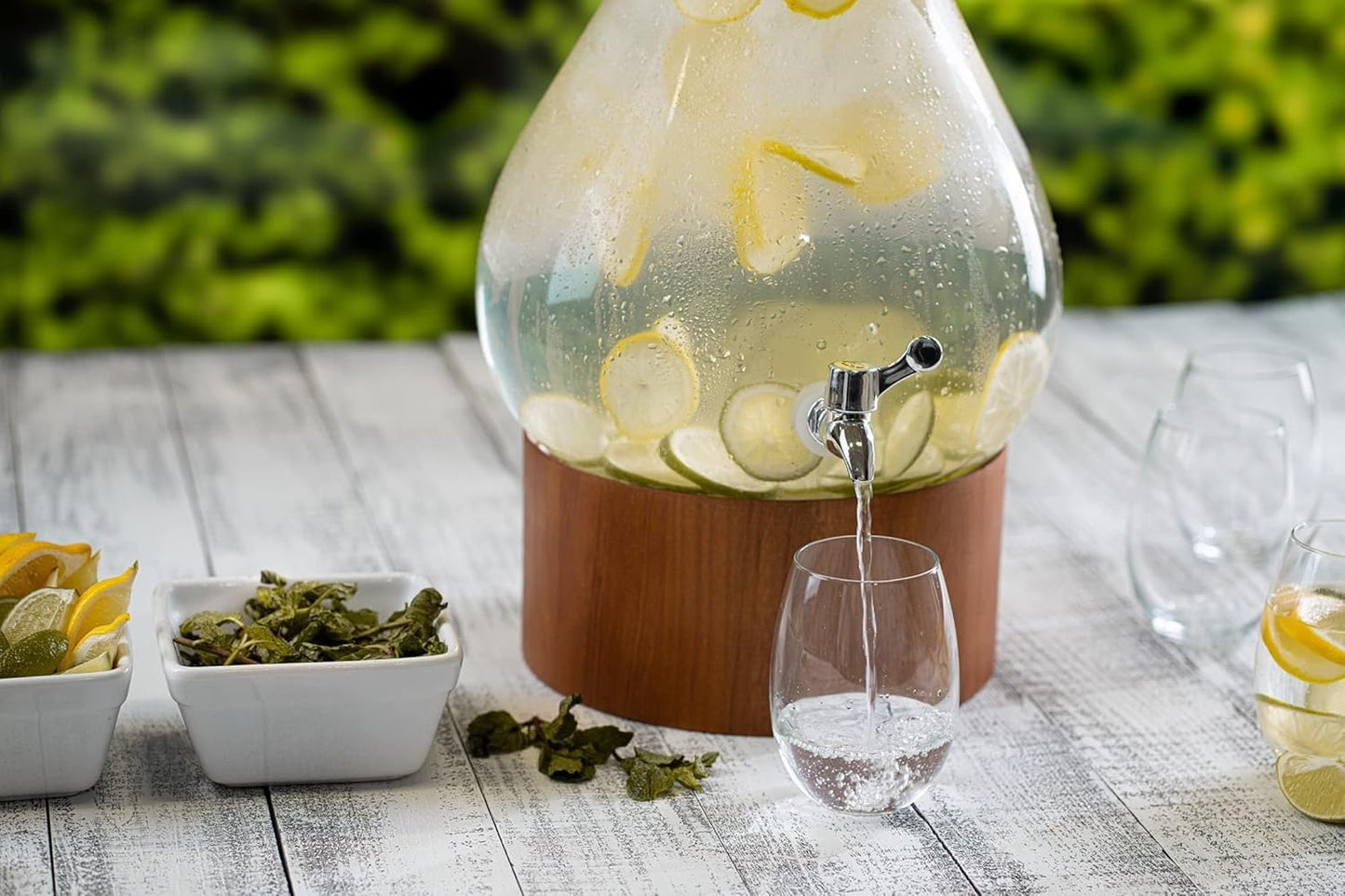 3 Gallon Glass Drink Dispenser with Metal Stand & Lid – Hammered Beverage Dispenser with Leakproof Spigot, Wide Mouth for Easy Fill – Ideal for Parties, Lemonade, Iced Tea, Sangria & More
