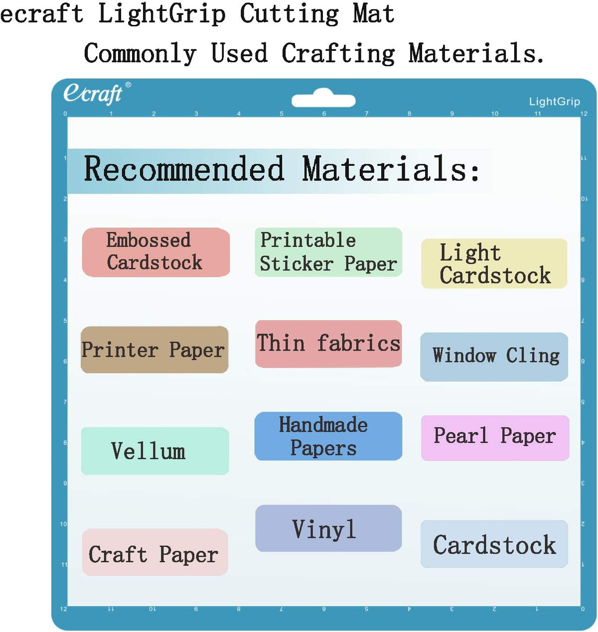Ecraft 12x12 Cutting Mat for Silhouette Cameo 5/4/3/2/1, Variety Grip (StrongGrip, StandardGrip, LightGrip), Gridded Non-Slip Replacement Mats for Crafts, Quilting & Sewing