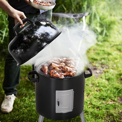 Sophia & William 18-Inch Vertical Charcoal Smokers BBQ Grills with Porcelain-Enameled Smoking Chamber & 2-Layer Smoking Shelves, Outdoor Smokers & Tabletop Grill Combo for Barbecue Camping(Black)