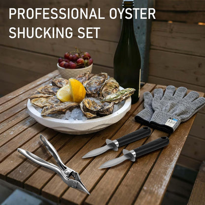2026 New Oyster Shucker & 2 Shucking Knife Kit with Safety Gloves, Stainless Steel Oyster Opener Easy Leverage Design for Safe Fast Oyster Shucking Keep the Juice