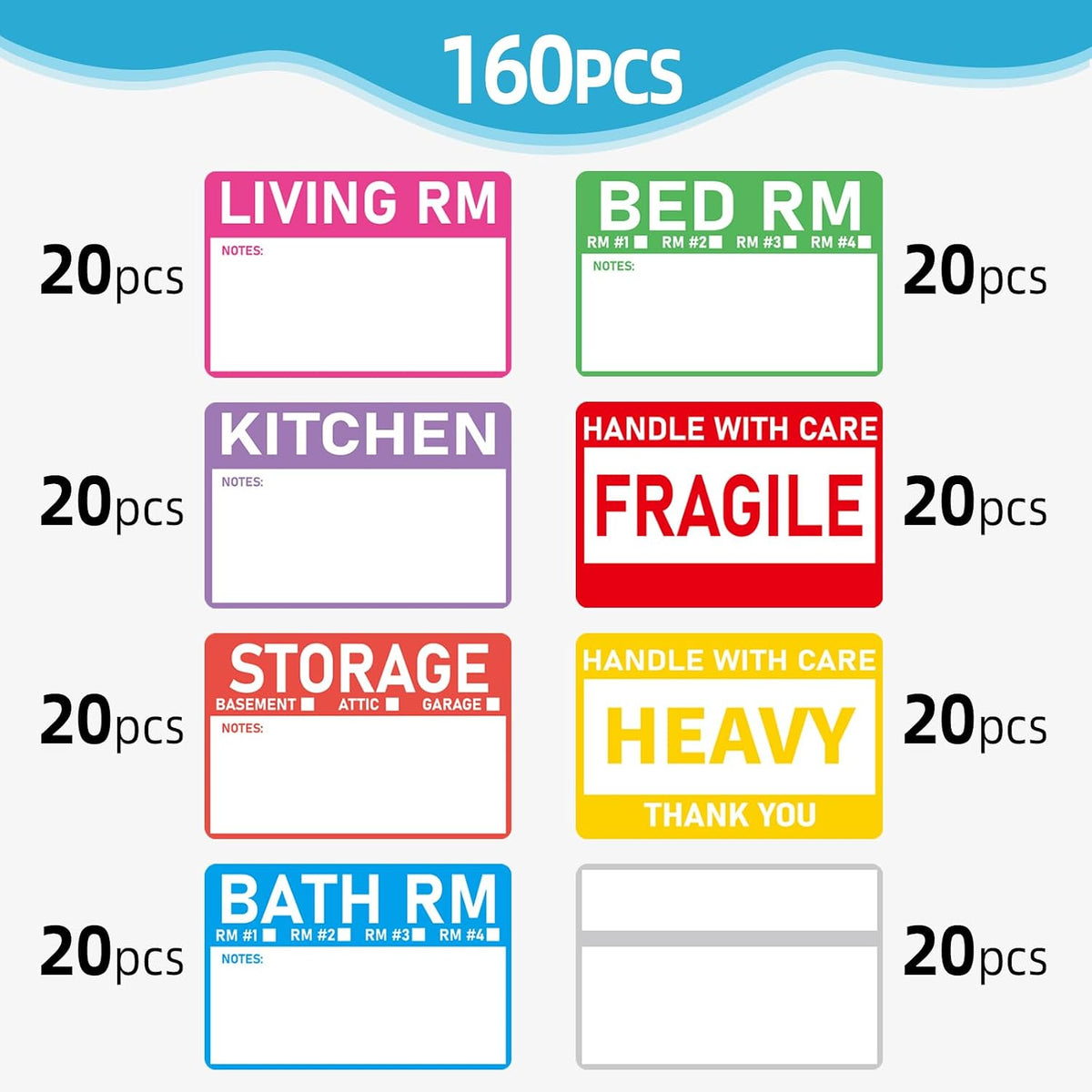 Removable Label Stickers for Organizing -320PCS 3 x 2 inch Waterproof Handwrite Blank Labels, School, Home, Business for Plastic Bins, Folders, Freeze Food (White)
