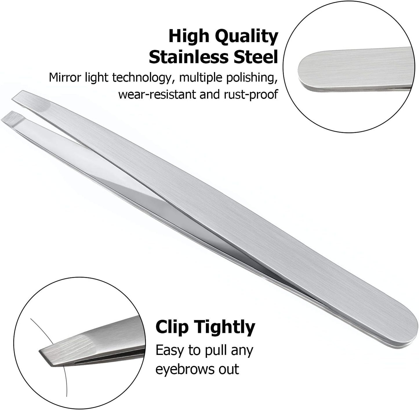 Mudder 12 Pcs Eyebrow Tweezers Set for Facial Hair Stainless Steel Slanted Tip Tweezers in Bulk for Men and Women(Silver)
