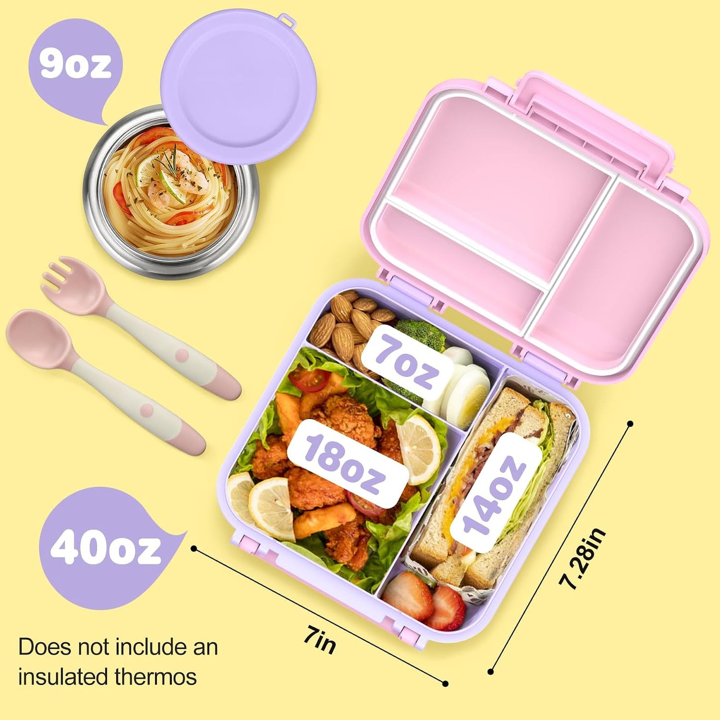 JOOPETALK Bento Lunch Box Set for Kids with 9oz Soup Thermo, Insulated Lunch Bag,Leak-proof BPA-free Lunch Food Container with 3-4 Conpartments for School Travel-Blue