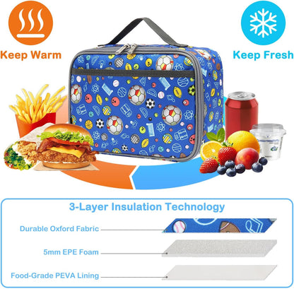 FlowFly Kids Lunch box Insulated Soft Bag Mini Cooler Back to School Thermal Meal Tote Kit for Girls, Boys, Astronaut - Colors B