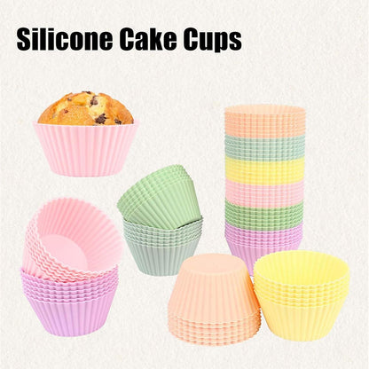 36 Pack Silicone Muffin Cups, Non-Stick Muffin Liners Cake Cup Mold Set, Reusable Silicone Baking Cups, Baking Muffin Cups Liners for Cupcakes, Multicolor