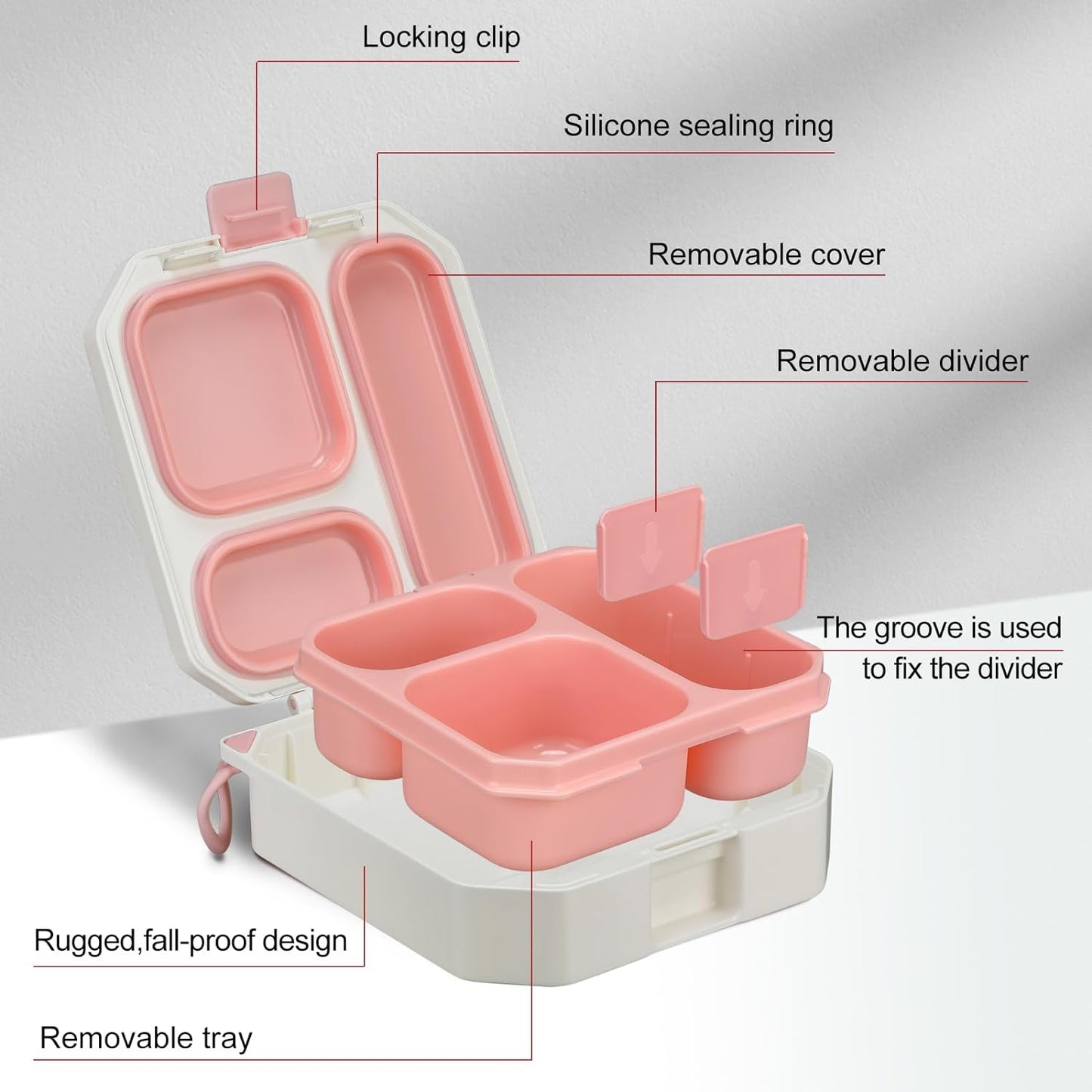 wiwens Bento Lunch Box for Kids with 12oz Soup Thermo Leak-Proof Lunch Food Container with 5 Compartment Thermo Hot Food Jar and Insulated Lunch Bag for Kid Toddler Girls Boys to School