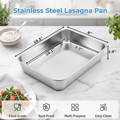 TeamFar Lasagna Pan, 16" x12.13" x2" Stainless Steel Rectangular Cake Pan