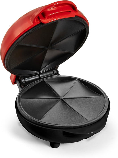 Taco Tuesday Deluxe 8-Inch 6-Wedge Electric Quesadilla Maker with Extra Stuffing Latch, Red