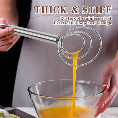 TEEVEA Danish Dough Whisk, Stainless Steel for Sourdough Bread