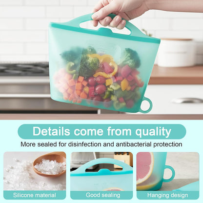 3-Piece Silicone Food Storage Containers Set Leakproof Reusable Kitchen Pantry Freezer Organization Stackable(Transparent)