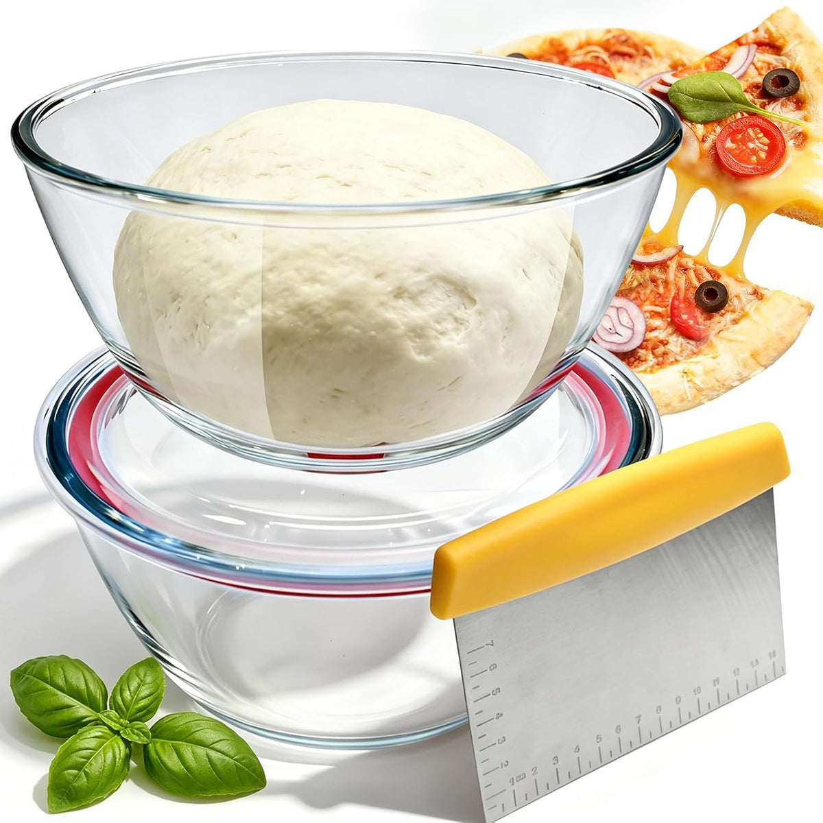 Pizza Dough Proofing Container, 29oz/850ml Stainless Steel Proofing Box with Clear Airtight Lids, Stackable Fermentation Storage for Pizza, Bread, Sourdough, Includes Dough Cutter