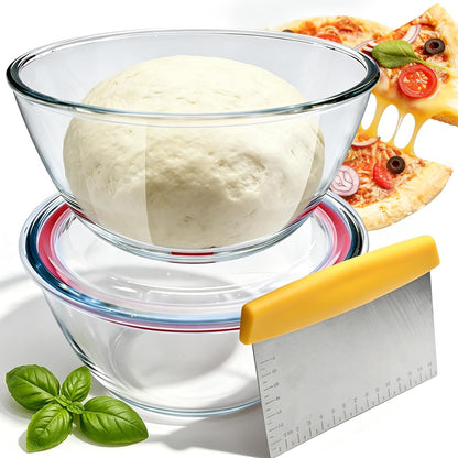 Pizza Dough Proofing Container, 29oz/850ml Stainless Steel Proofing Box with Clear Airtight Lids, Stackable Fermentation Storage for Pizza, Bread, Sourdough, Includes Dough Cutter