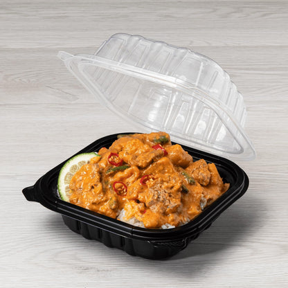 Karat Premium PP Hinged Container [150 ct], Take Out Food Containers - Case (9"x9", 3 compartments)