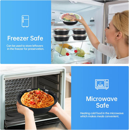 50 Pack (100-Piece) 28oz Meal Prep Containers, 50 Pack (100-Piece) Rectangle,BPA-Free, Food Safe & Leakproof Reusable Plastic Food Storage – Microwave Safe, Stackable Takeout Boxes