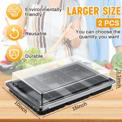Shellwei 5 Pack Extra Large Charcuterie Board with Lid 15 x 10 Inch 3 Section Divided Catering Trays with Lids Large Disposable Travel Catering Serving Trays Platter (Black)