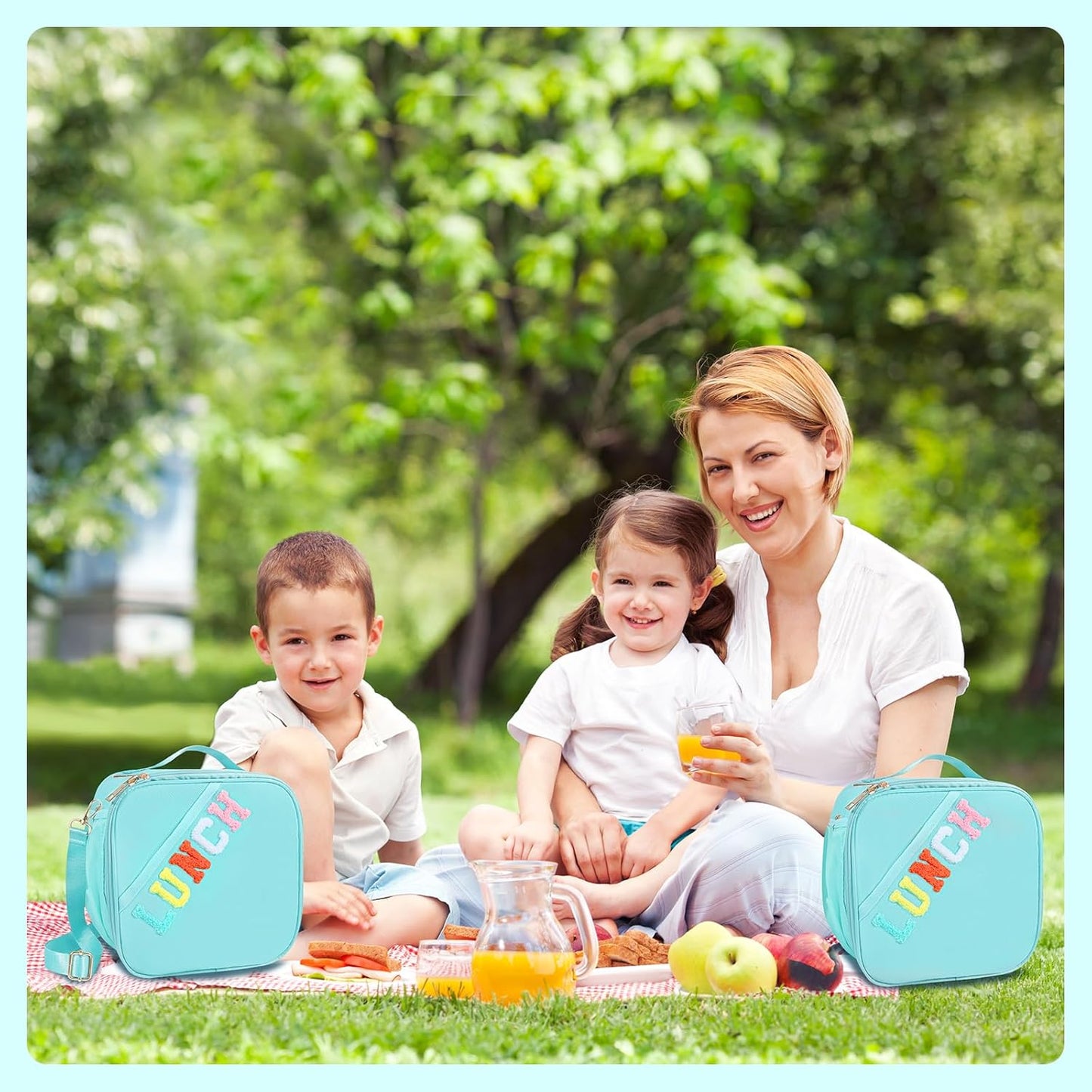 Nsrzua Lunch Bag Kids-Kids Insulated Lunch Bag with Adjustable Strap - Reusable Leakproof Lunch Box for Girls, Preppy School Lunch Tote for Travel, Picnic,School & Winter Camp