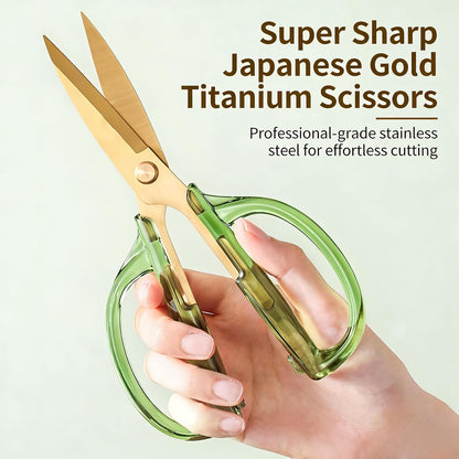 Kitchen Shears Scissors, ARCHIKING 7.7inch Gold Titanium Plated Scissor-Meat and Poultry Shears, Dishwasher Safe, Acrylic Handel All Purpose Stainless Steel Utility Scissor - Diamond Clear