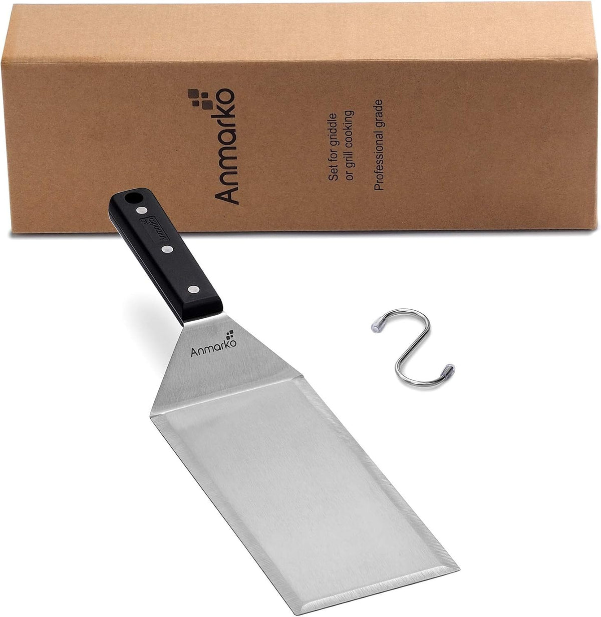 Stainless Steel Metal Griddle 4 x 8 inch Spatula - Spatula Hamburger Turner Scraper - Pancake Flipper - Great for BBQ Grill and Flat Top Griddle - Commercial Grade