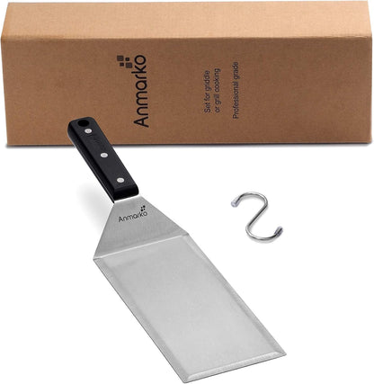 Stainless Steel Metal Griddle 4 x 8 inch Spatula - Spatula Hamburger Turner Scraper - Pancake Flipper - Great for BBQ Grill and Flat Top Griddle - Commercial Grade