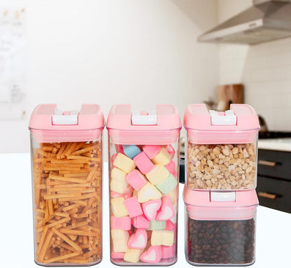 U-QE Airtight Food Storage Containers -8 Piece BPA Free Clear Plastic Airtight Containers with Easy Lock Lids for Kitchen Pantry Organization and Storage - Sugar, Flour, Cereal, Labels & Marker