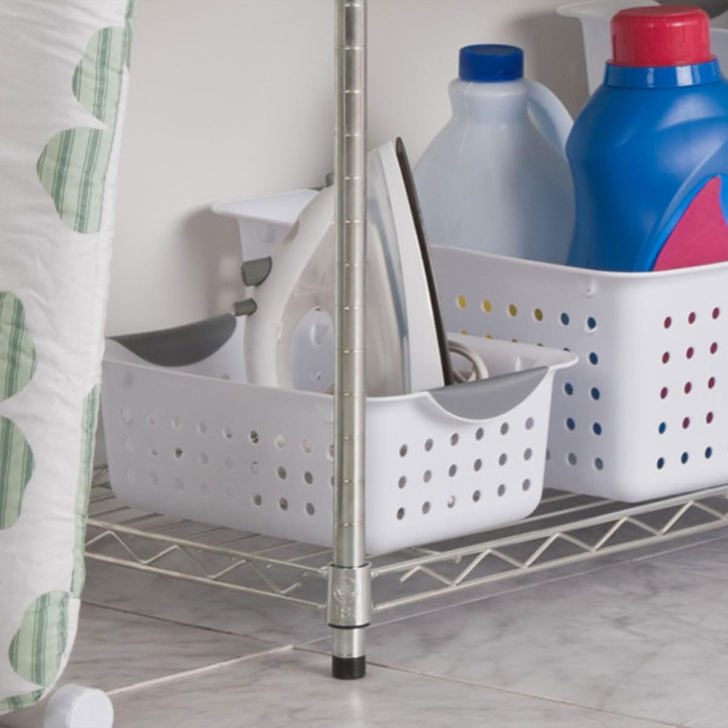 Sterilite 6-Pack Medium Ultra Basket, Open Top Plastic Storage Organizer, White - Classic Baskets for Organizing Countertops, Pantry Shelves, Kitchen Cabinets, Laundry Rooms or Home Offices