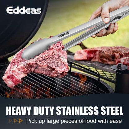 Eddeas Kitchen Tweezers Tongs, Cooking Tweezers Stainless Steel - 3 Size 12'' 10'' & 8 inch Ideal for Meat, pasta, plating and pinching delicate small pieces of food, Set of 3