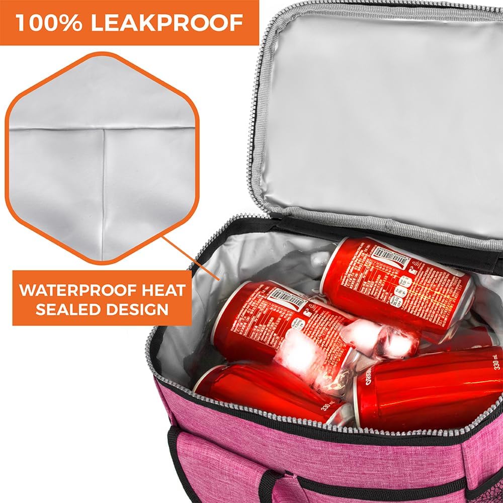 opux Insulated Lunch Bag for Men Women, Leakproof Black Lunch Box for Work, Portable Soft Lunch Cooler Bag with Shoulder Strap, Adult Lunchbox Lunch Pail for Kid Boy Girl School, 14 Can/8L