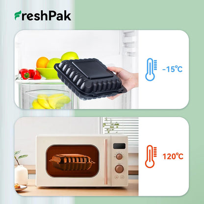 Meal Prep Container Reusable 40 Pack 34oz - Shrink Wrap Leakproof | Portion Control Leftover Plastic Food Containers with Lid | BPA Free Freezer & Microwave Safe | 4 Compartment Takeout Boxes