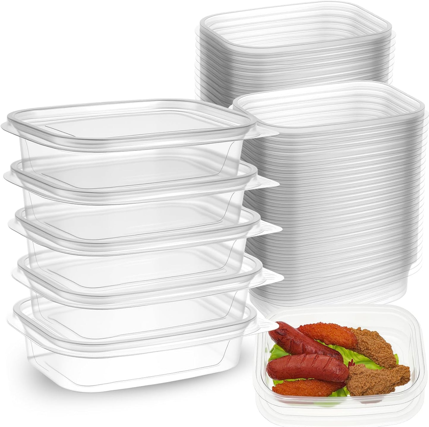 Chunful 36 Pcs 3 Compartment Transparent Snack Containers with Lids Disposable Bento Box Plastic Food Meal Prep Containers for Condiment Salad Dipping School Work Lunch
